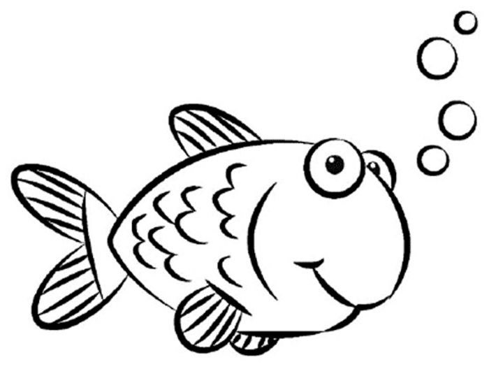 Fish coloring book page